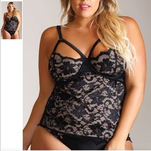 YANDY MIDNIGHT BREEZE TANKINI SET, Size XL